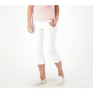 NYDJ Curves 360 Slim Straight Capri Jeans Womens 10P Optic White Minimalist NEW